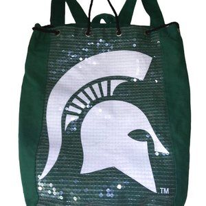 Forever Collectibles MSU Michigan State Spartans Sequin Logo Drawstring Backpack